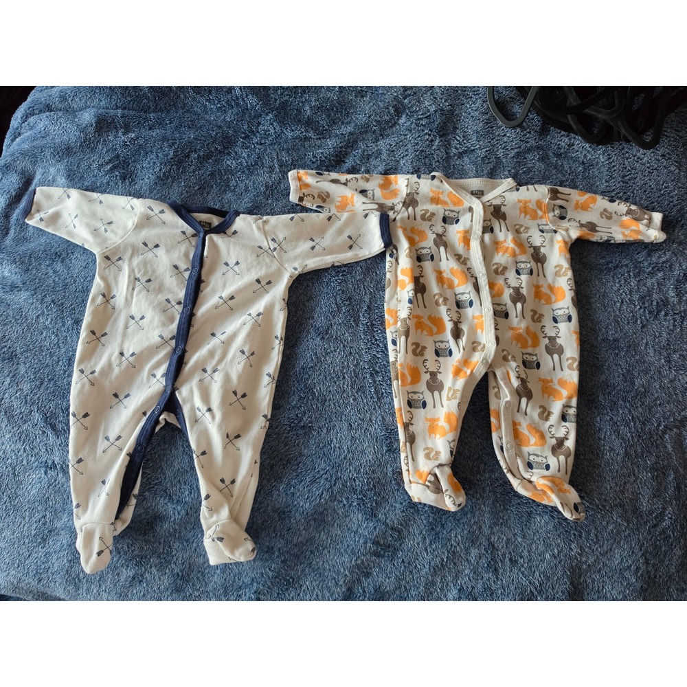Hudson Baby 3-6M Pajamas Set of 2 Woodland Animal Arrow Footed Sleep Play Romper